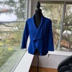 GRAYSE Blue Blazer Open Front Cape Jacket, XS